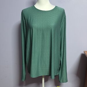 Vively Textured Teal Long Sleeve‎ Athletic Top